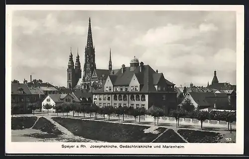 AK Speyer, Josephskirche, Gedächtniskirche und Marienheim