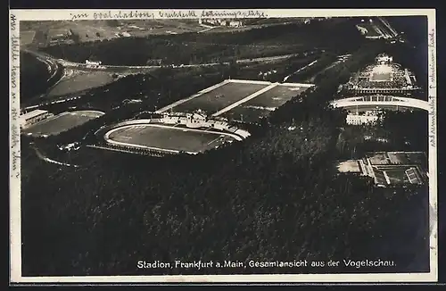 AK Frankfurt-Niederrad, Stadion aus der Vogelschau