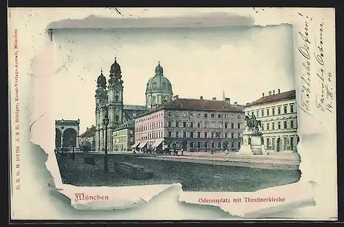 AK München, Odeonsplatz mit Theatinerkirche