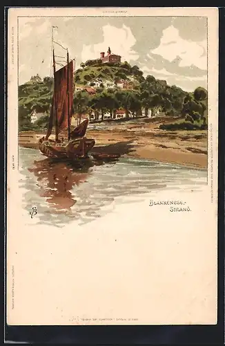 Künstler-AK Carl Biese: Blankenese-Strand