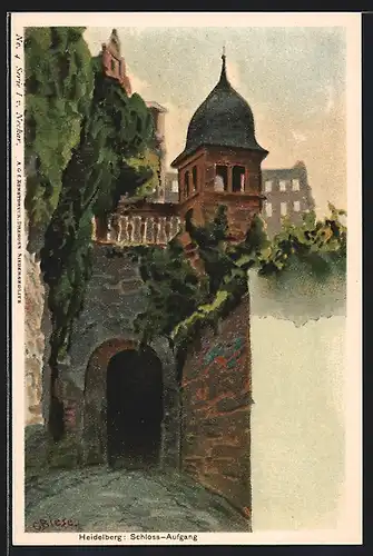 Künstler-AK Carl Biese: Heidelberg, Schloss-Aufgang