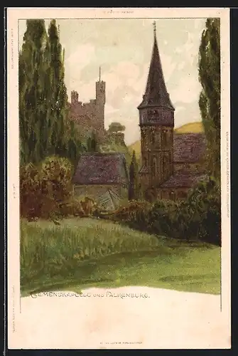 Künstler-AK Carl Biese: Clemenskapelle und Falkenburg