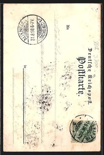 Lithographie Wernigerode, Ortsansicht mit Brunnen