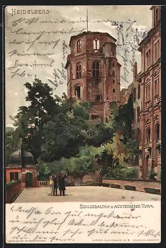 Künstler-AK Karl Mutter: Heidelberg, Schlossaltan und der Achteckige Turm