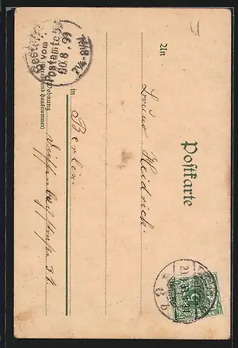 Lithographie Berlin-Charlottenburg, Partie an der Kaiser Wilhelm-Gedächtniss-Kirche