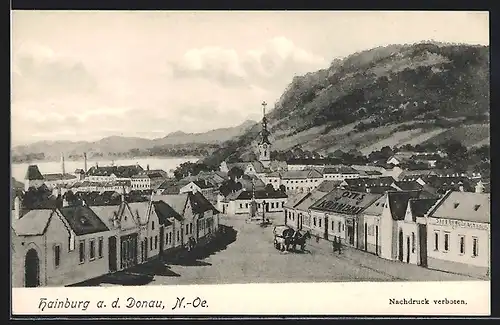 AK Hainburg a. d. Donau, Teilansicht mit Otts Bäckerei und Wasserblick