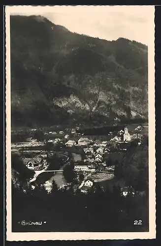 AK Grünau, Totale vom Berg aus gesehen