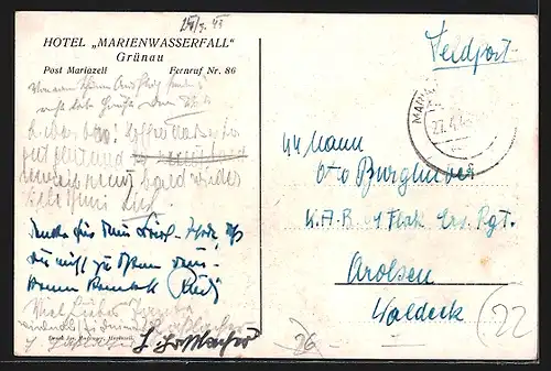 AK Grünau, Hotel Marienwasserfall