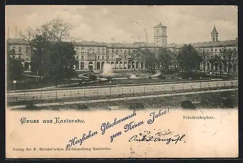 AK Karlsruhe, auf dem Friedrichsplatz