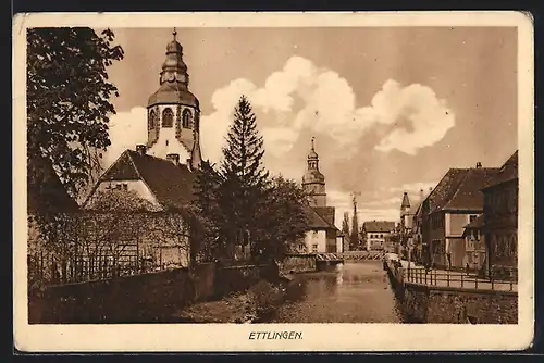 AK Ettlingen, Kanalpartie hinter der Kirche