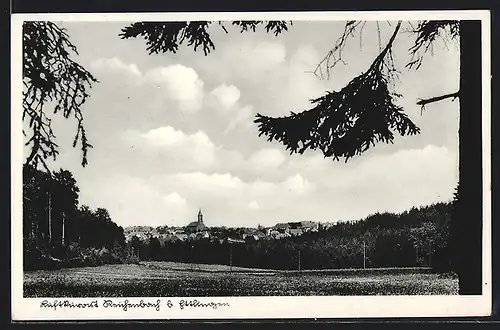 AK Reichenbach bei Ettlingen, Gasthaus und Metzgerei zur goldenen Krone, Ortspanorama