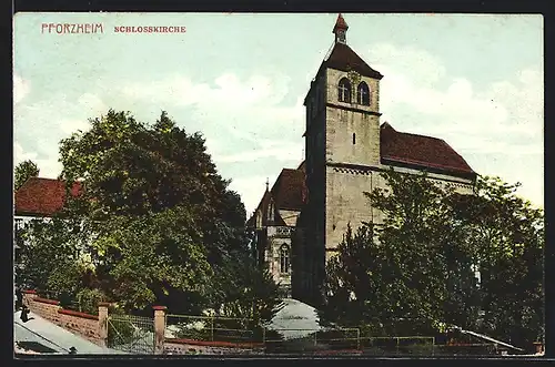 AK Pforzheim, Blick auf Schlosskirche