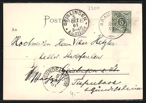 AK Karlsruhe, Reiterstatue, Kaufhaus Max Michelsohn