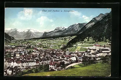 AK Chur, Panorama mit Falknis und Scesaplana