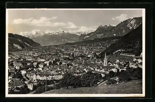 AK Chur, Panorama vom Berg aus gesehen