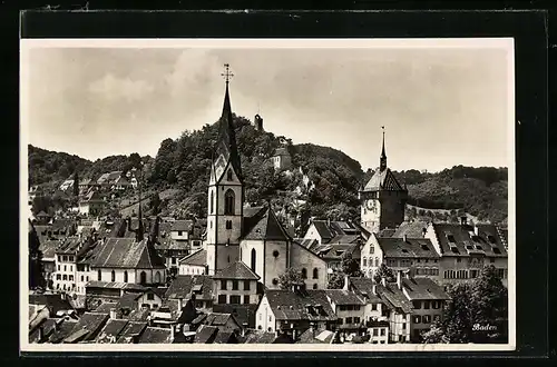 AK Baden, Ortsansicht mit Kirche