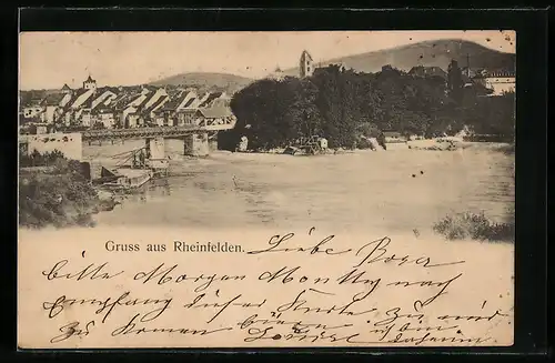 AK Rheinfelden, Ortsansicht mit Brücke