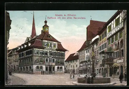 AK Stein am Rhein, Rathaus mit alten Bauwerken