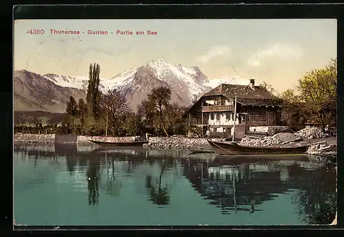 AK Gunten, Häuserpartie am Thunersee