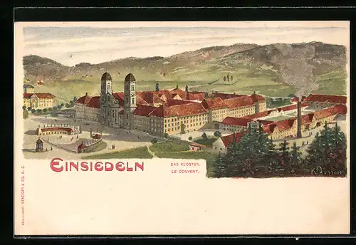 Künstler-AK Einsiedeln, Das Kloster