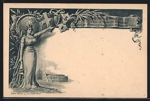 AK Per le Nozze du il Principe di Napoli con la Principessa Elena di Montenegro