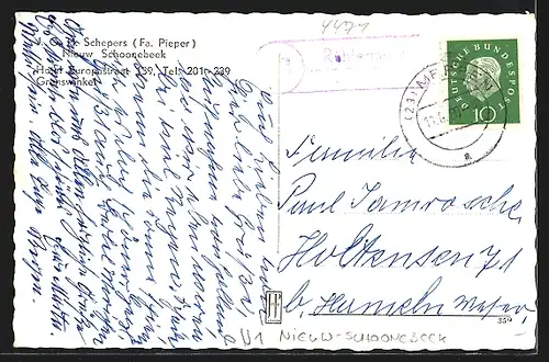 AK Nieuw-Schoonebeck, Hotel Pieper, die Kirche