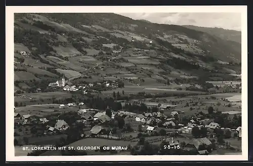 AK Sankt Lorenzen im Mürztal, Gesamtansicht, Blick nach St. Georgen ob Murau