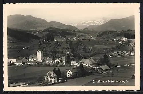 AK St. Marein b. Neumarkt, Totalansicht mit Bergpanorama