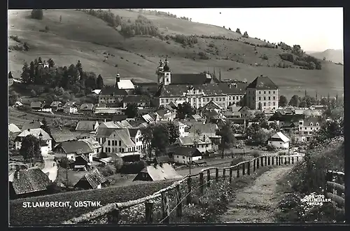 AK Sankt Lambrecht, Ortsansicht mit Kirche