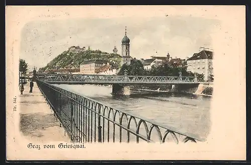 AK Graz, Griesquai, Blick zur Brücke