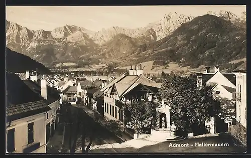 AK Admont, Ortsansicht mit den Hallermauern