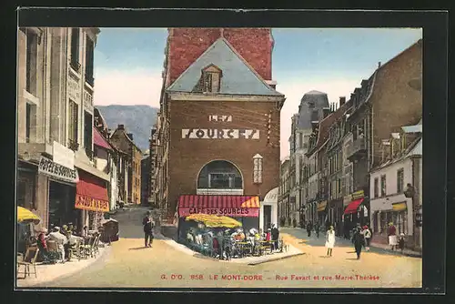 AK Le Mont-Dore, Rue Favart et rue Marie-Thérèse, Strassenpartien