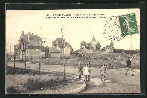 AK Paris-Plage, Vue vers le village Suisse, Angle de la Rue de la Paix et du Boulevard Daloz