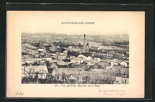 AK Saint-Éloi-les-Mines, Vue générale, Quartier de la Gare