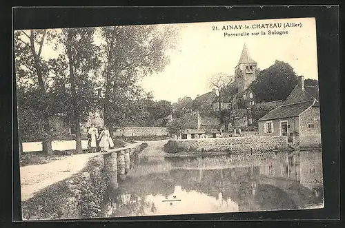 AK Ainay-le-Chateau, Passerelle sur la Sologne
