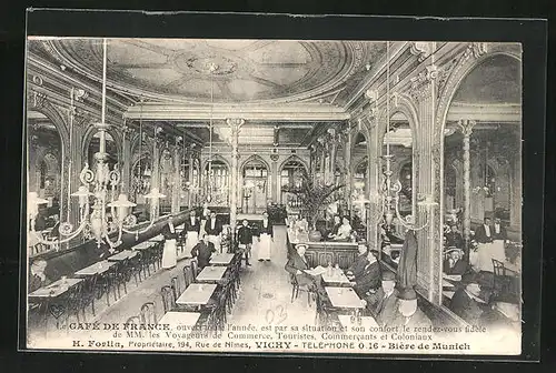 AK Vichy, Cafe de France, vue interieure