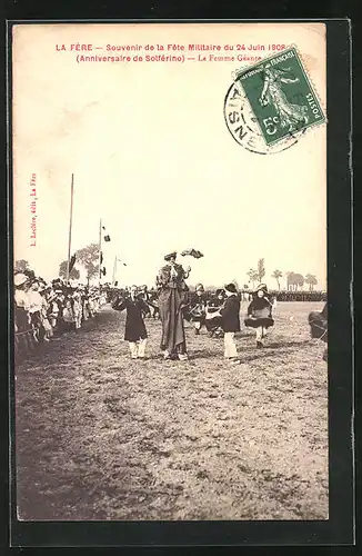 AK La Fère, Fête militaire du 24 Juin 1908 - La Femme Géante