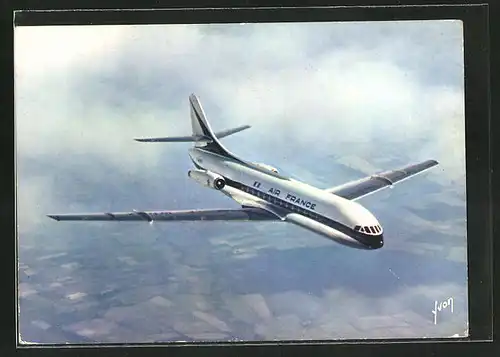 AK Flugzeug, Caravelle d`Air France, im Flug gesehen