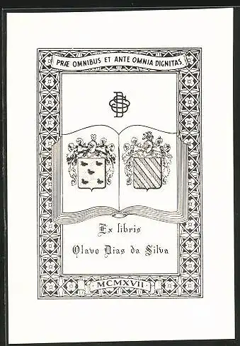 Exlibris Glavo Dias da Silva, Wappen mit Ritterhelm