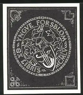 Exlibris Yngve Forsblom, Ritter mit Schild