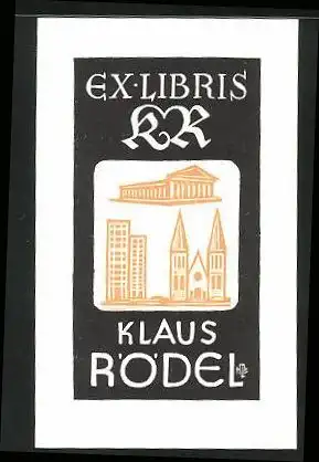 Exlibris Klaus Rödel, Kirche, Hochhaus