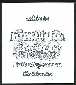 Exlibris Erik Magnusson, Alte Burgruine und Rosenhain