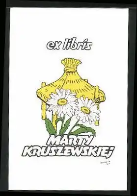 Exlibris Marty Kruszewskiej, Gänseblümchen und Überdachung