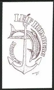 Exlibris Leif Holmberg, Delfin und Anker