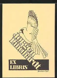 Exlibris Jorgen Lindhardt, Vogel mit Flügelschlag