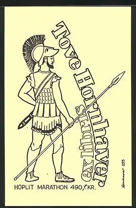 Exlibris Tove Hornhaver, Römischer Soldat mit Lanze und Crista-Helm