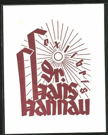 Exlibris Dr. Hans Hannau, Strahlende Sonne