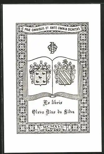 Exlibris Olavo Dias da Silva, Wappen mit Ornamentik