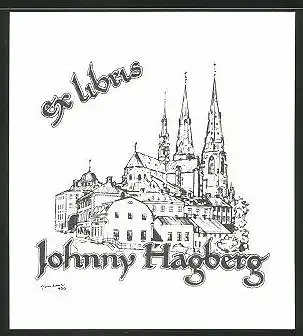 Exlibris Johnny Hagberg, Domansicht und Häuser