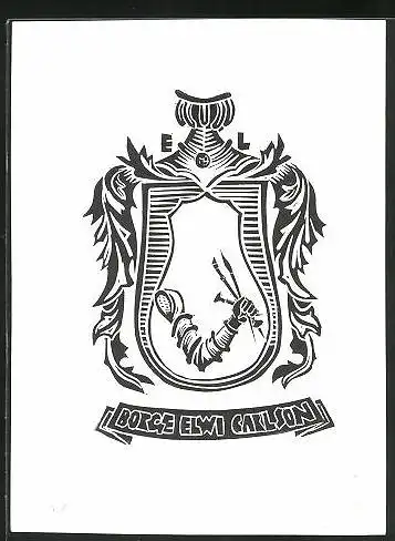 Exlibris Borge Elwi Carlson, Ritter Rüstung mit Ritterarm